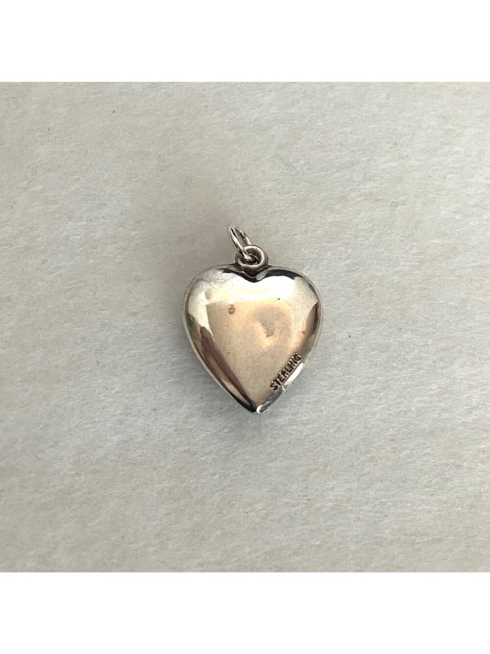 VTG Sterling Silver 925 Repousse Puffy Heart Sweetheart Charm Pendant - Picture 5 of 16